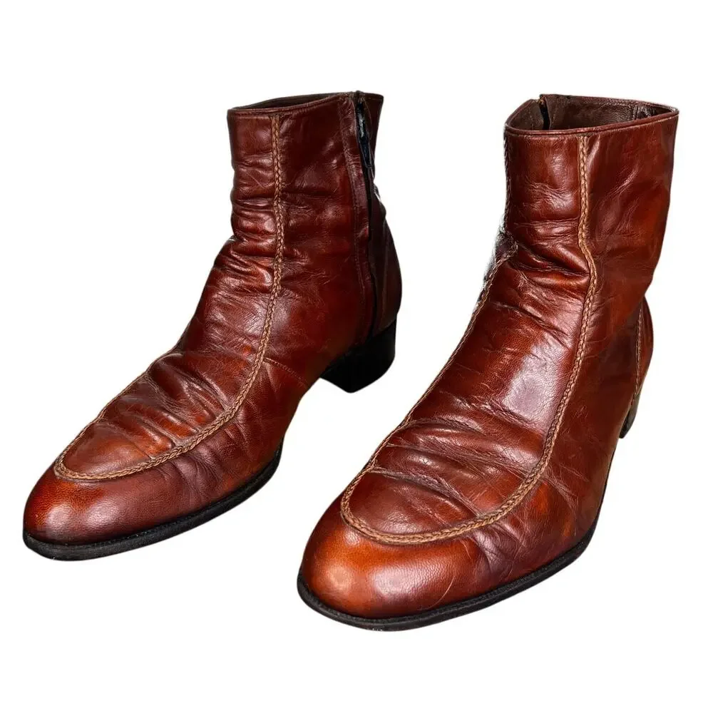 Vintage 70’s Florsheim Men’s Beatle Brown Chelsea Ankle Boot Size US 8 D